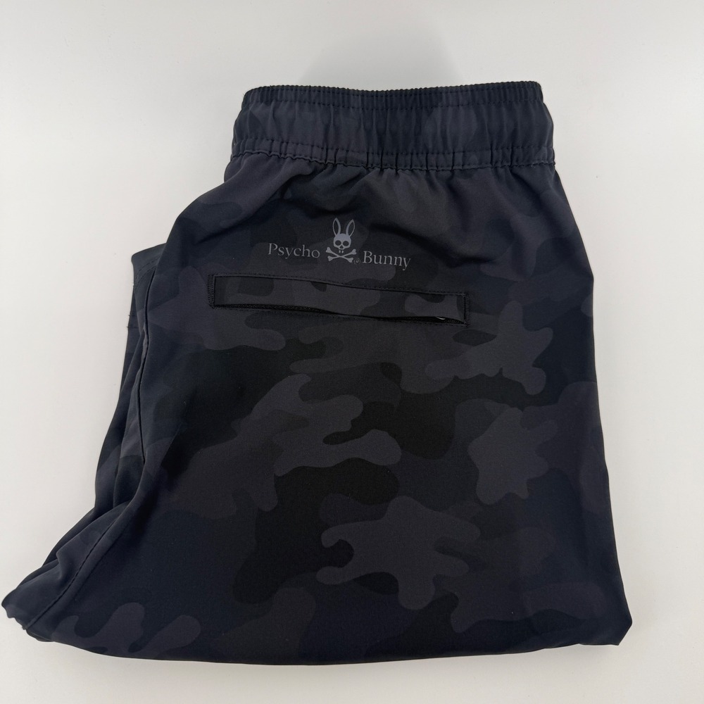 Psycho Bunny‎ Mens XXS Camo Shorts Black Grey Athletic Drawstring Casual Camo